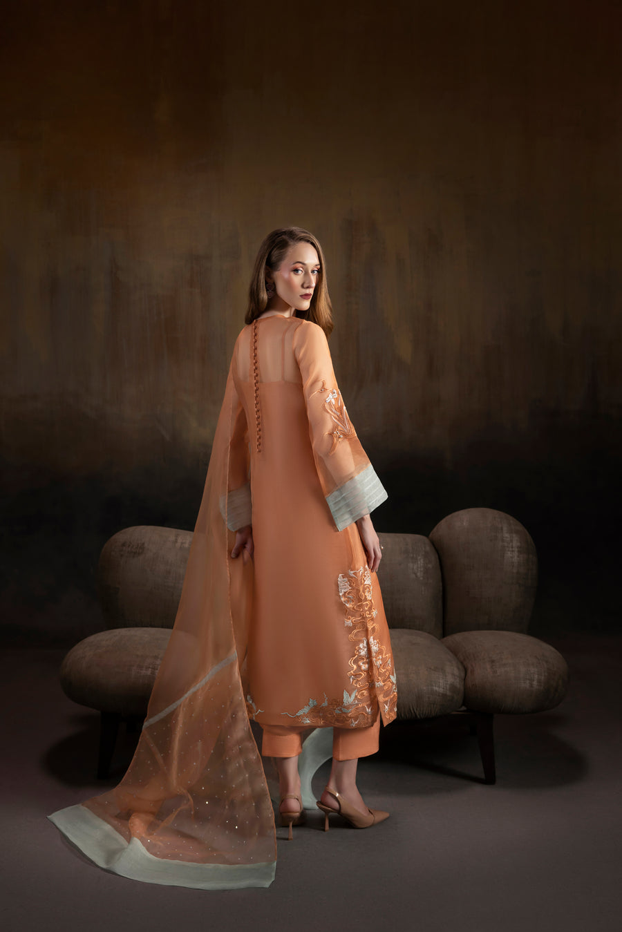 Apricot Noir shirts and dupatta