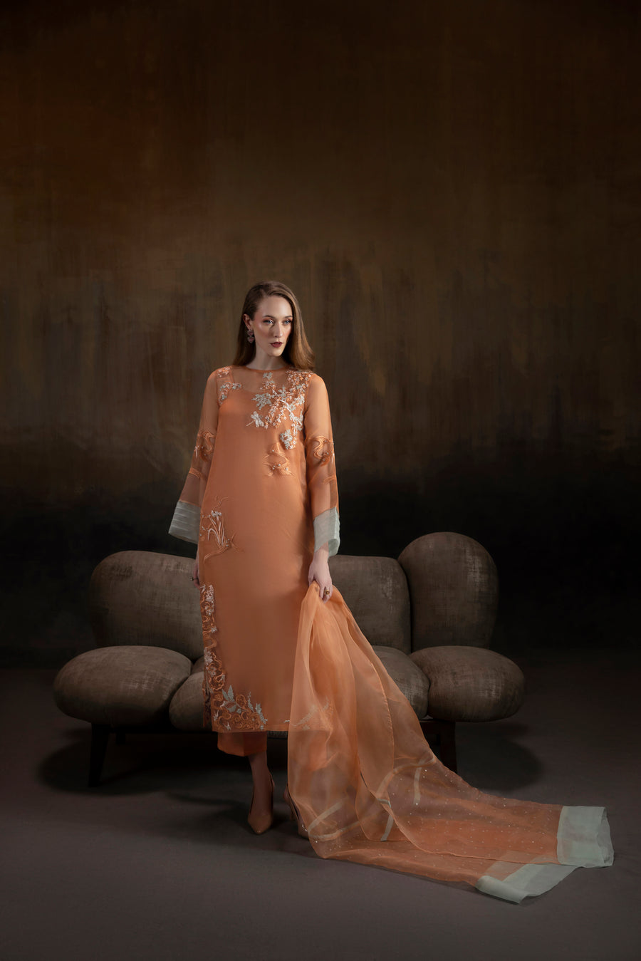 Apricot Noir shirts and dupatta