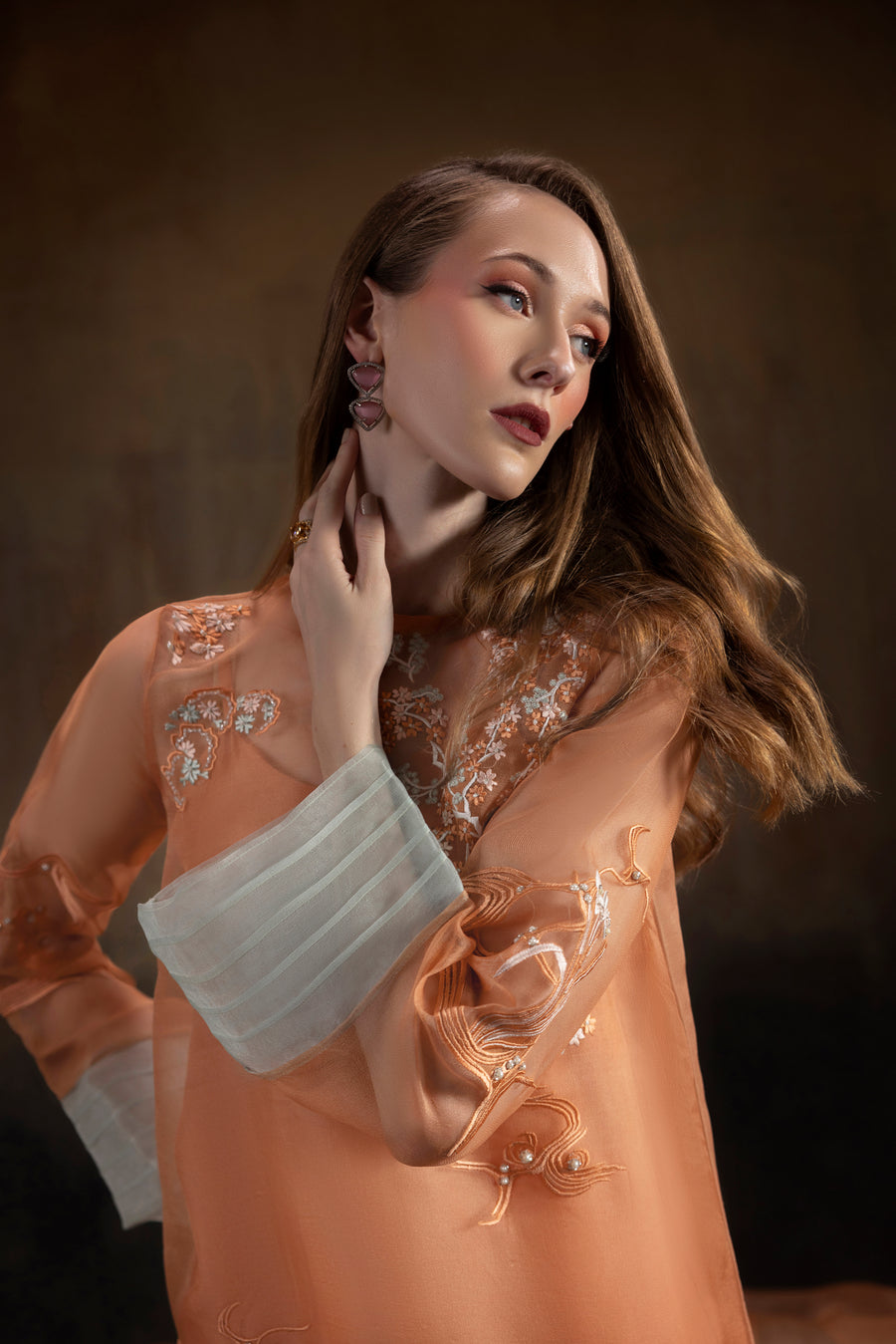 Apricot Noir shirts and dupatta