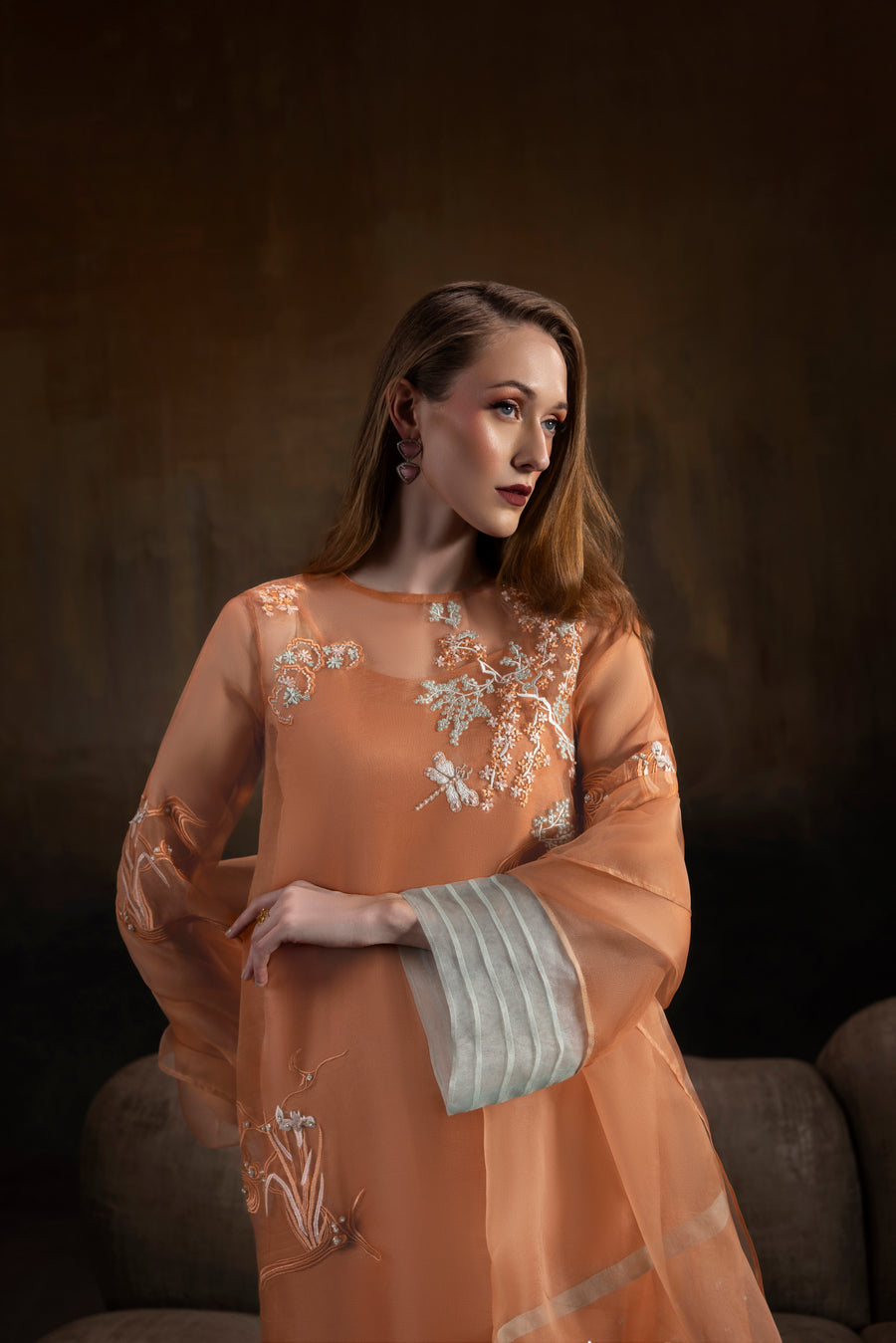 Apricot Noir shirts and dupatta