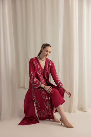 Berry Rouge Jacket and dupatta