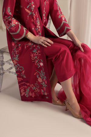 Berry Rouge Jacket and dupatta