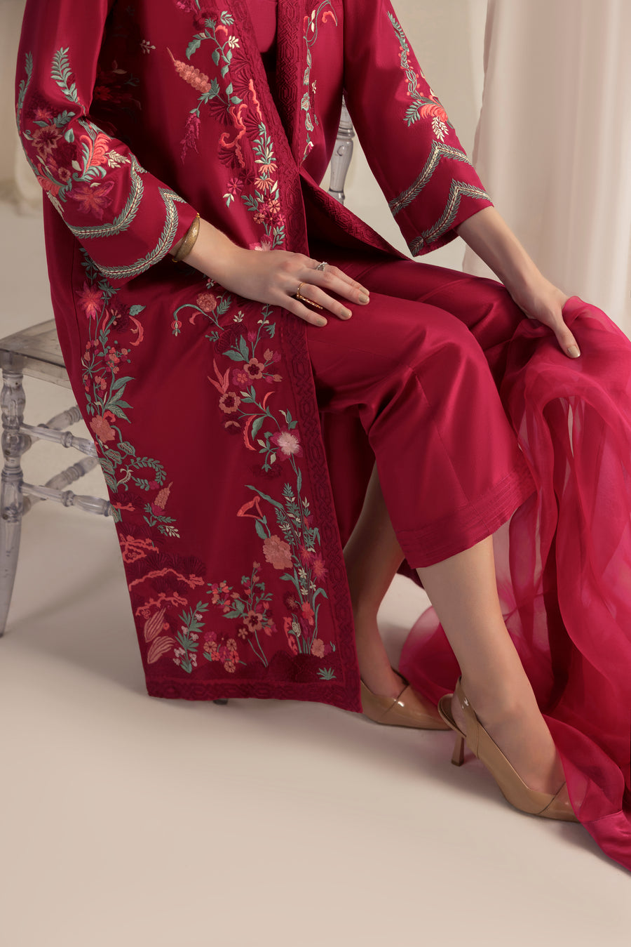 Berry Rouge Jacket and dupatta