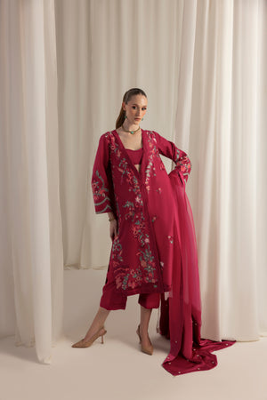 Berry Rouge Jacket and dupatta