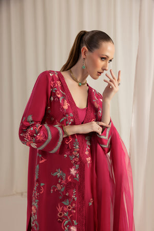 Berry Rouge Jacket and dupatta