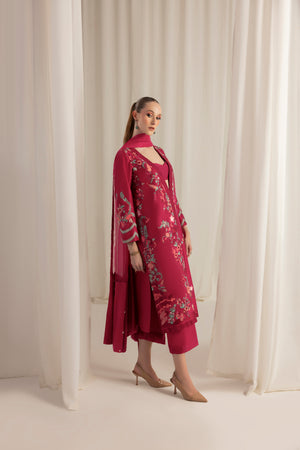 Berry Rouge Jacket and dupatta