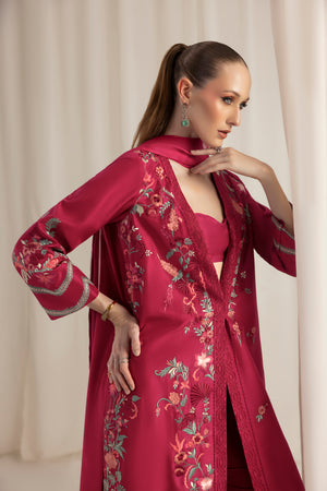 Berry Rouge Jacket and dupatta