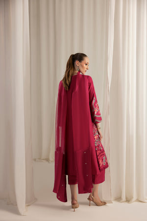 Berry Rouge Jacket and dupatta
