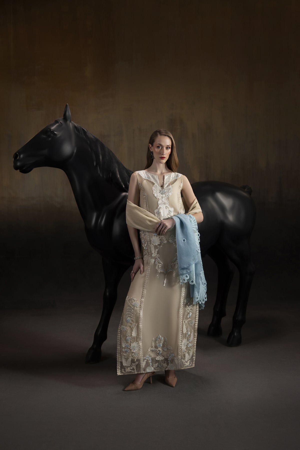 Ocean pearl shirt,dupatta and plazzo pants