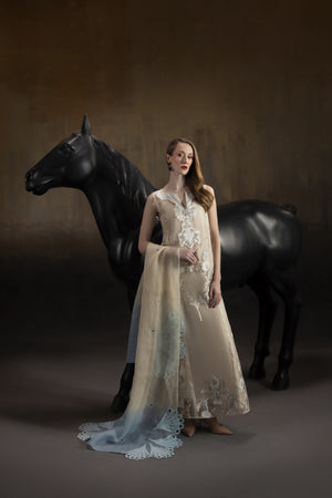 Ocean pearl shirt,dupatta and plazzo pants