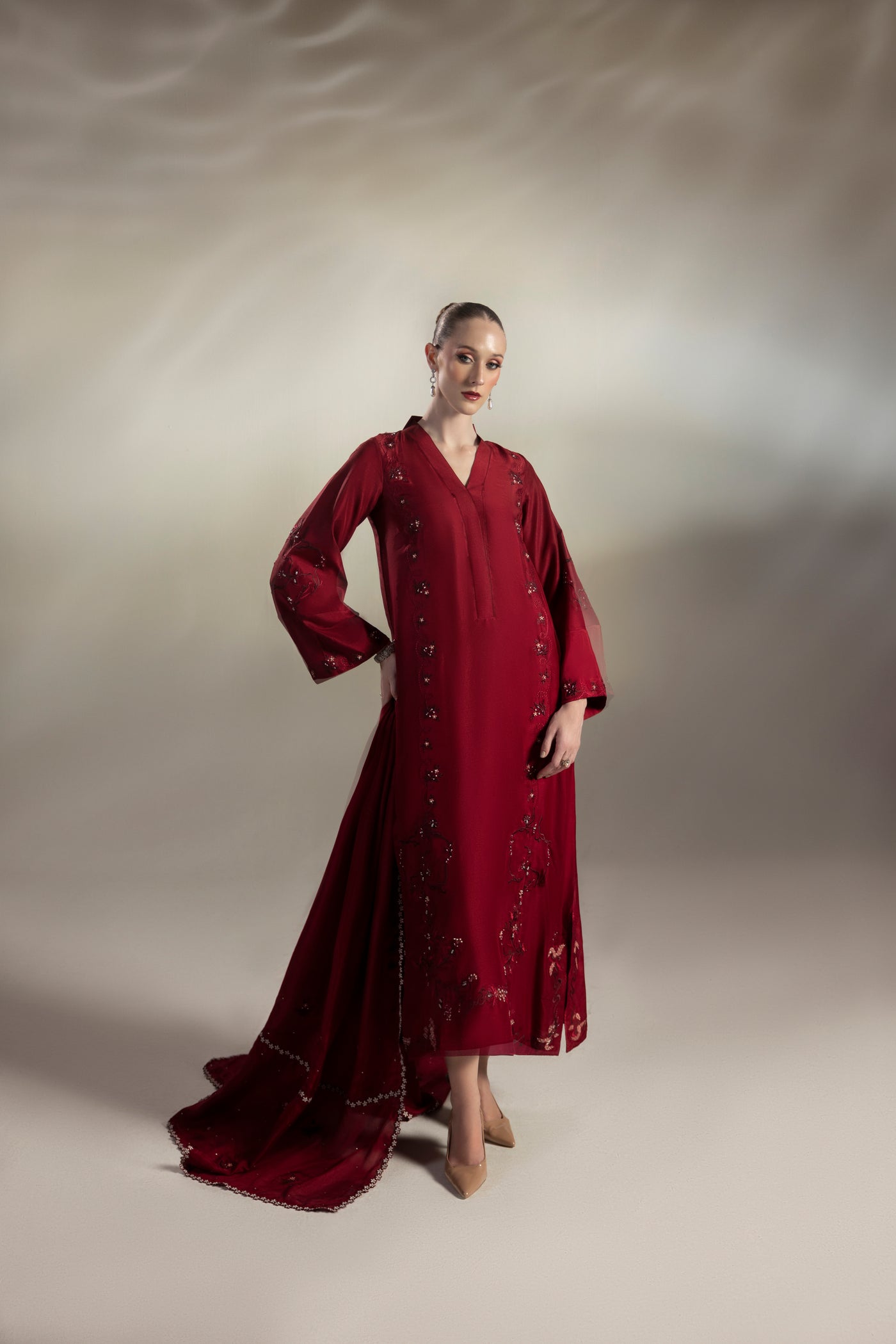 Red Wine shirts and dupatta