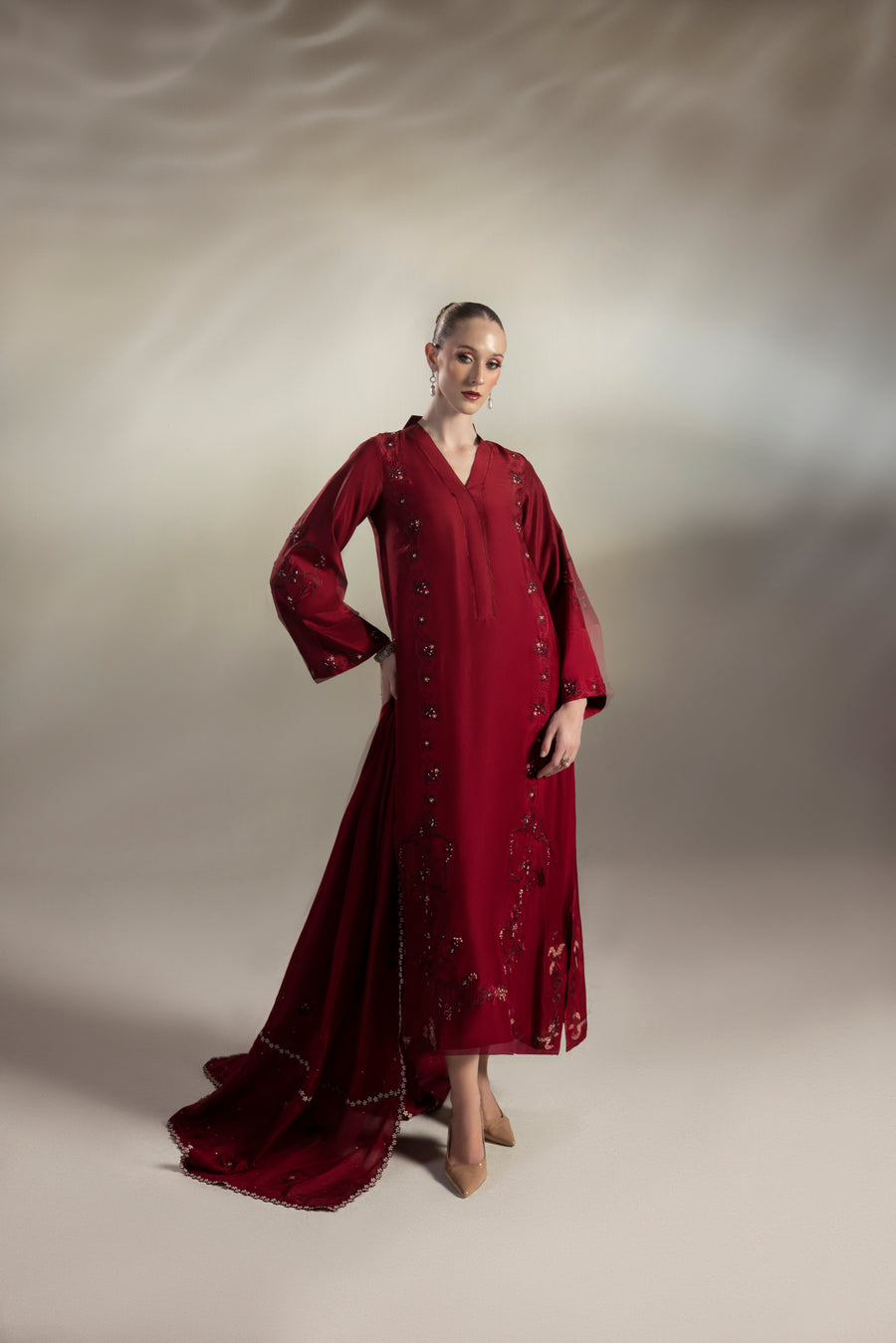 Red Wine shirts and dupatta
